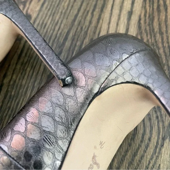 Sam Edelman Dea Snake print metallic leather heels size 7.5 - Picture 7 of 7